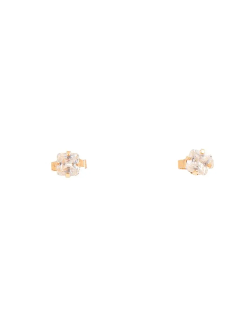 14K Yellow Gold 5mm Princess Cut Cubic Zirconia Stud Earrings